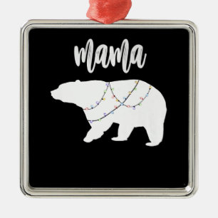 Mama Bear Polar Bear String Of Lights Christmas Metal Tree Decoration