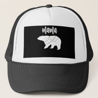 Mama Bear Polar Bear String Of Lights Christmas Trucker Hat