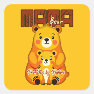Mama Bear Protective Love – Cute Mother Bear Desig Square Sticker