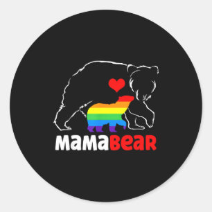 Mama bear proud mum rainbow flag lgbt pride classic round sticker