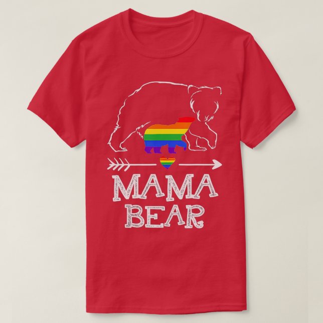 Mama Bear Proud Mum Rainbow Flag LGBT Pride  T-Shirt (Design Front)