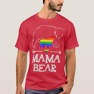 Mama Bear Proud Mum Rainbow Flag LGBT Pride  T-Shirt