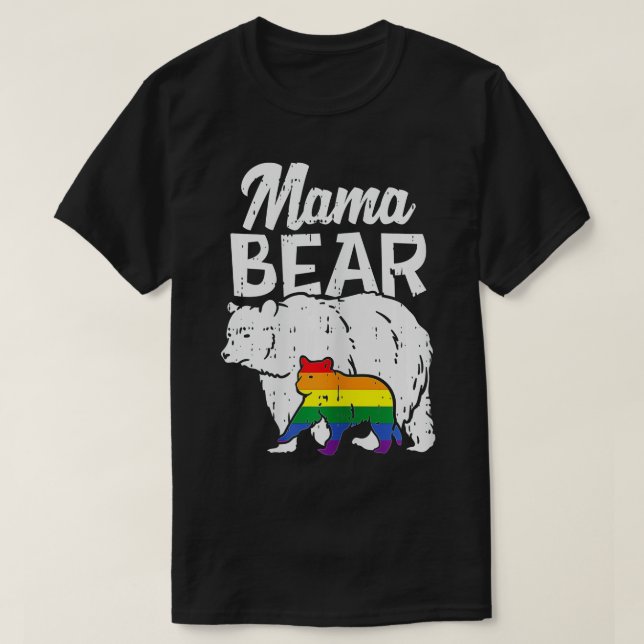 Mama Bear Rainbow Pride Gay Flag LGB Mum Ally Wome T-Shirt (Design Front)
