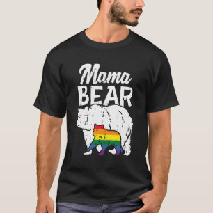 Mama Bear Rainbow Pride Gay Flag Lgbt Mum Ally Wom T-Shirt