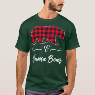 Mama Bear Red Buffalo Check Plaid Heart Fun Mum Gi T-Shirt