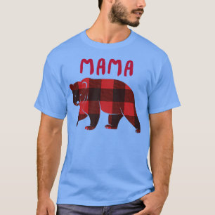 Mama Bear Red Buffalo Plaid Pajama Christmas Famil T-Shirt