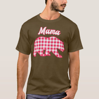 Mama Bear Red Gingham Plaid T-Shirt