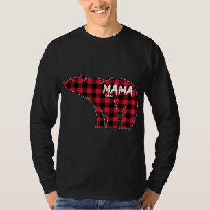 Mama Bear Red Plaid Matching Family Christmas Paja T-Shirt