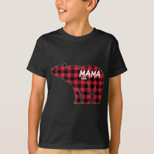 Mama Bear Red Plaid Matching Family Christmas Paja T-Shirt
