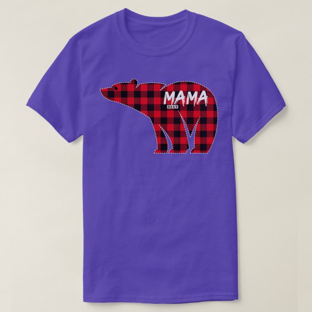 Mama Bear Red Plaid Matching Family Christmas Paja T-Shirt (Design Front)