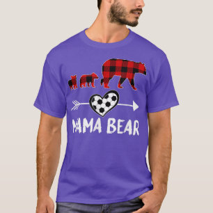 Mama Bear Red Plaid Soccer Mom Women Mothers Day T-Shirt