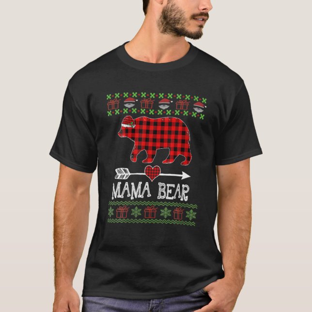 Mama Bear Santa Red Plaid Family Pyjamas For Chris T-Shirt (Front)