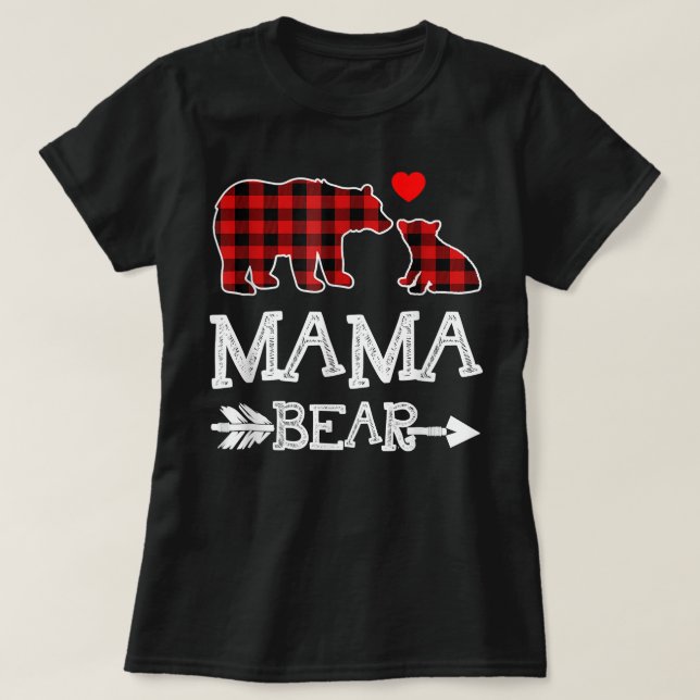 Mama Bear Shirt, Red Buffalo Plaid Grandma Bear Pa T-Shirt (Design Front)