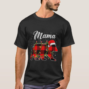 Mama Bear Shirt, Red Buffalo Plaid Mom Bear Pajama T-Shirt