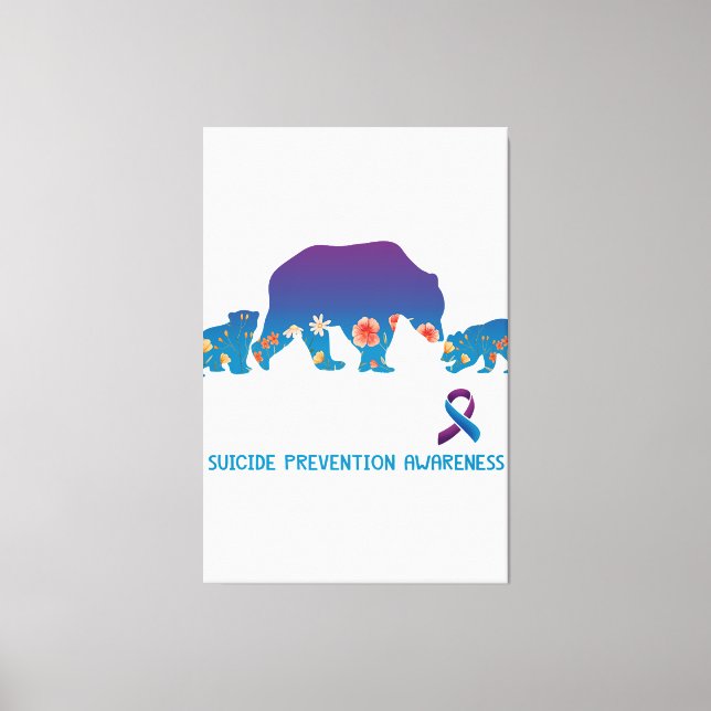 Mama Bear Suicide Prevention Awareness Bear T-Shir Canvas Print (Front)