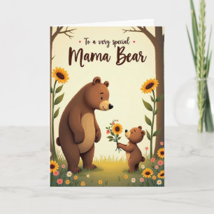 Mama Bear Sunflower Love Card
