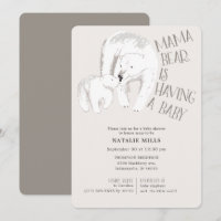 Mama Bear Taupe Neutral Baby Shower Invitation