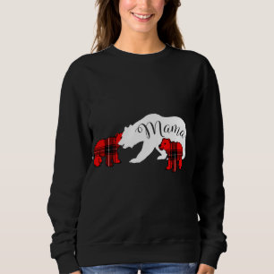 Mama Bear Two Cubs Red Plaid Mum Christmas Pajama Sweatshirt