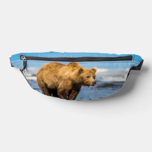 Mama bear watching her two kids bum bags