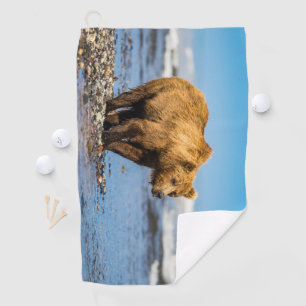 Mama bear watching her two kids golf towel