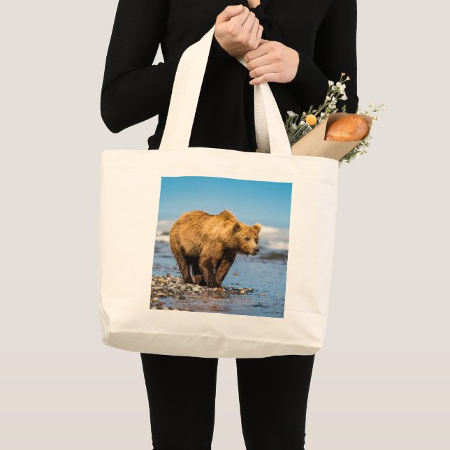 Mama bear watching her two kids large tote bag (Front (Product))