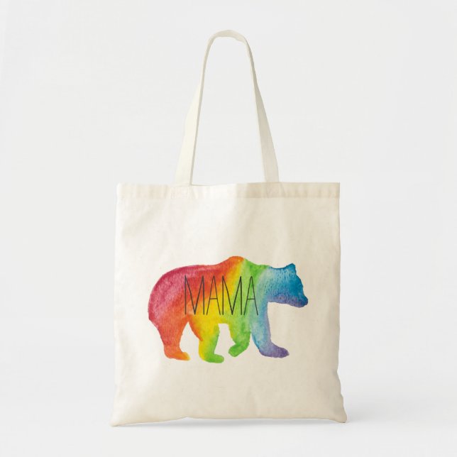 Mama Bear Watercolor Family Pride Tote Bag (Front)