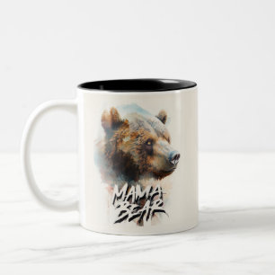 Mama Bear Watercolor Mother Rustic Two-Tone Coffee Mug
