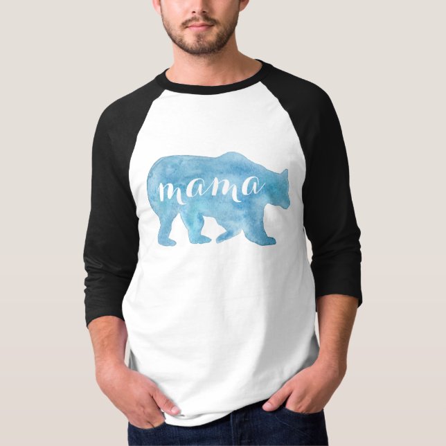 Mama Bear Watercolor Raglan Tee Unisex (Front)