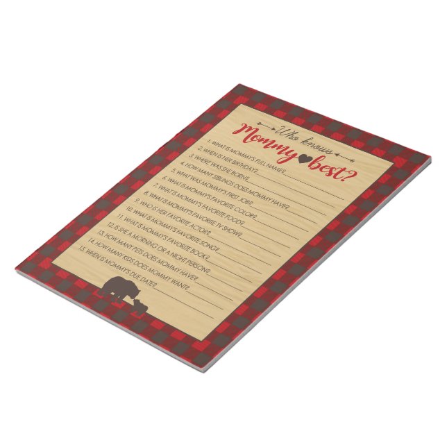 Mama Bear Who Knows Mummy Best Baby Game - 40 Pack Notepad (Angled)