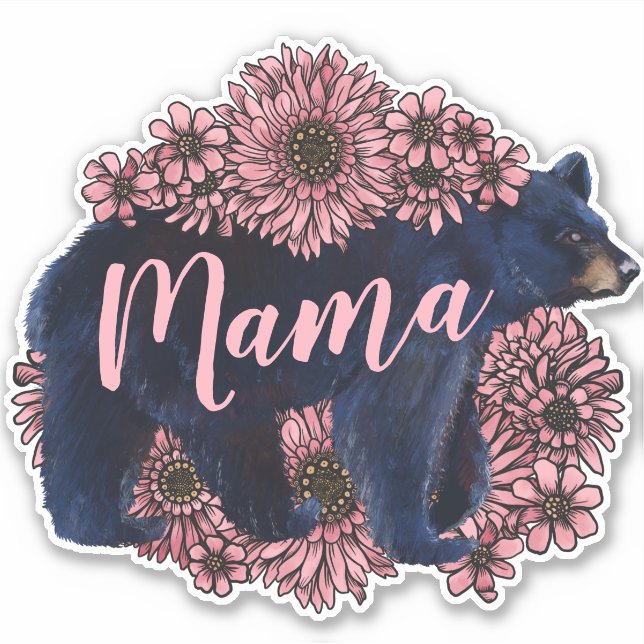 Mama Bear Wild Black Bear Sticker (Front)