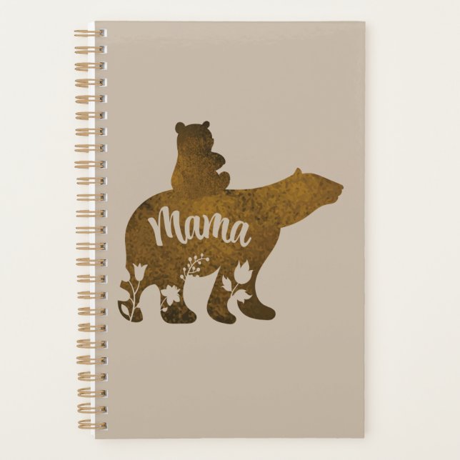 Mama Bear With 1 Cub Riding On Mama's Back Planner (Front)