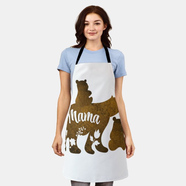 Mama Bear With 2 Cubs Mum of Two Apron (Worn)