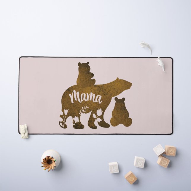 Mama Bear With 2 Cubs Mum of Two Desk Mat (Kids Table)