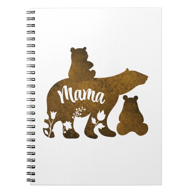 Mama Bear With 2 Cubs Mum of Two Notebook (Front)
