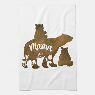 Mama Bear With 2 Cubs Mum of Two Tea Towel