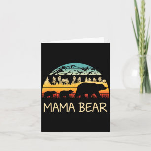 Mama bear with 2 cubs retro mountains mother's day card