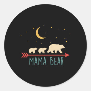 Mama Bear With 2 Cubs Style Classic Round Sticker