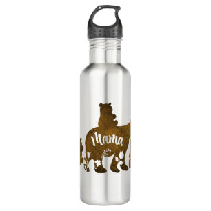 Mama Bear With 3 Baby Bear Cubs Following Mama 710 Ml Water Bottle