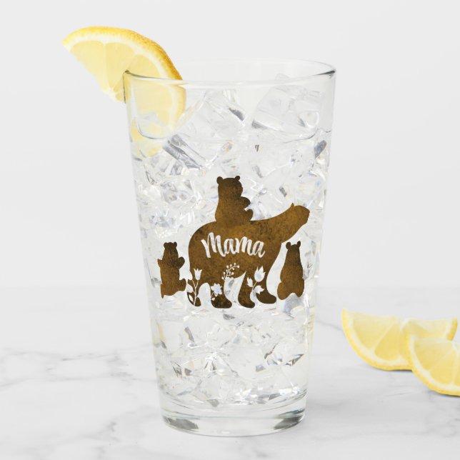 Mama Bear With 3 Baby Bear Cubs Following Mama Glass (Front Ice)