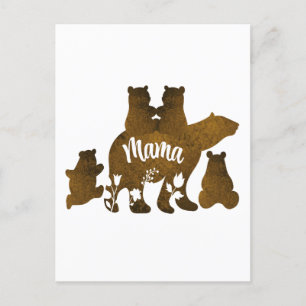 Mama Bear With 4 Cubs Mum of Four Children Gift Postcard