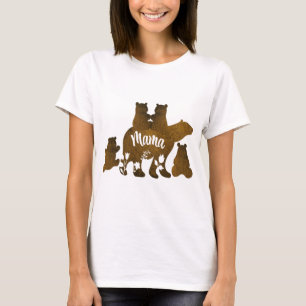 Mama Bear With 4 Cubs Mum of Four Children Gift T-Shirt