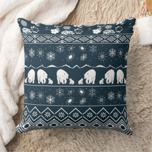 Mama  Bear with Baby Bear Pattern in Blue-green Cushion