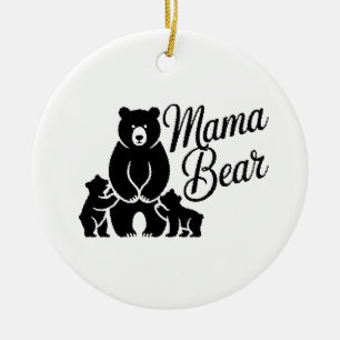 Mama Bear with Cubs Cute Family Bear Ceramic Tree Decoration