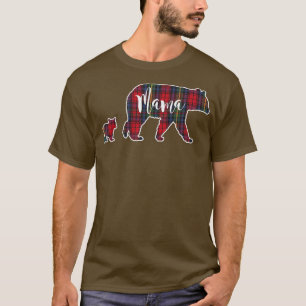 Mama Bear with One 1 Cub Tartan Plaid Blue Green R T-Shirt