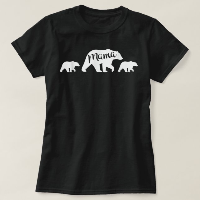 Mama Bear with Two Cubs - Mother's Day Mum T-Shirt (Design Front)