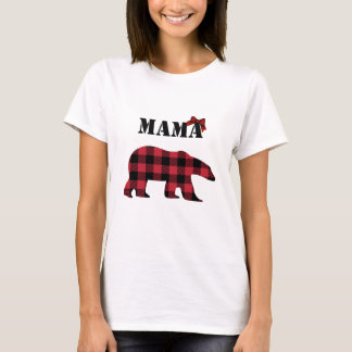 Mama Bear woman's t-shirt Buffalo Plaid