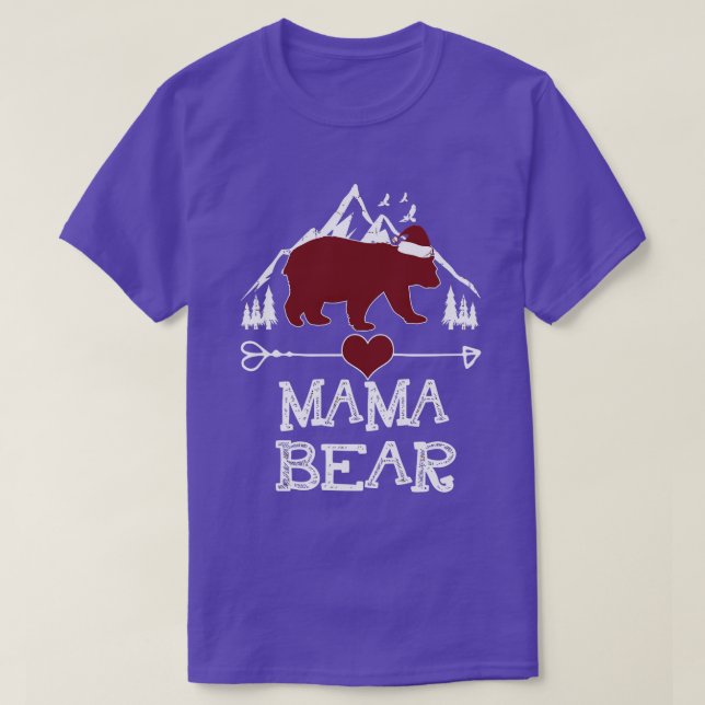 MAMA BEAR  Women Red Plaid Christmas Pajama Family T-Shirt (Design Front)