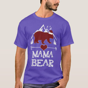 MAMA BEAR  Women Red Plaid Christmas Pajama Family T-Shirt