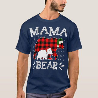 Mama Bear Women Red Plaid Christmas Pajama Family  T-Shirt