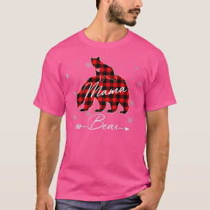 MAMA BEAR Women Red Plaid Christmas Pajama Family  T-Shirt